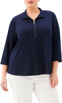 Karen Kane Half Zip Travel Jersey Top in Navy at Nordstrom, Size 1 X