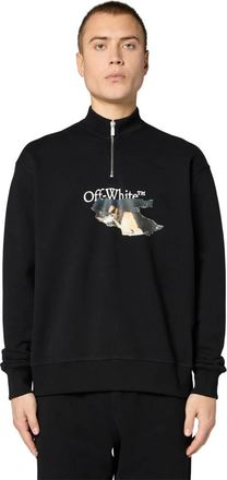 Off-white Sweat Col Zipp&eacute; - Heren - Sweatshirts - Zwart - M - Katoen - Hoodies & sweatvesten