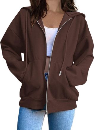 Generic My Recent Orders Womens Solid Color Hoodies UK Fall Winter Long Sleeve Drawstring Solid Color Sweatshirt Dressy Casual Full Zipper Loose Fit Jacket Co