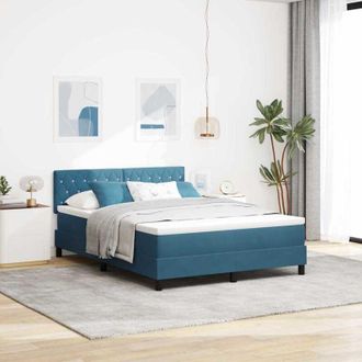 vidaXL Cama Tipo Box Spring Azul Oscuro 140 X 200 Cm Terciopelo Vidaxl