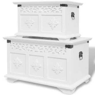 Berkfield Home Two Piece Storage Chest Set White