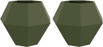 vidaXL Jardinera 2 Pcs Verde Oliva 100 X 100 X 80 Cm Acero Vidaxl