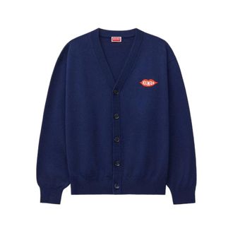 Kenzo Truien & Vesten, Heren, Blauw, M, Katoen, Loves Embroidered Cardigan