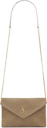 Saint Laurent Cassandre Small Chain Pouch In Suede