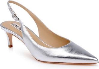 Badgley Mischka Ruthie II Pointed Toe Slingback Pump in Silver Metallic at Nordstrom, Size 8.5