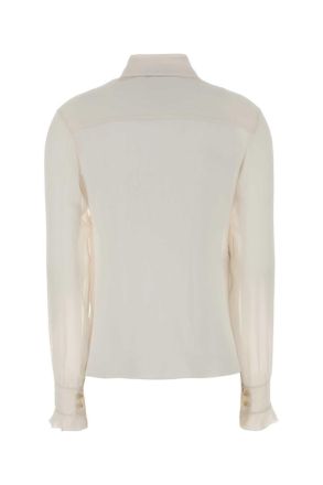 Alberta Ferretti Womens White Crepe Shirt Avorio Exterior: Acetate Silk Camicie