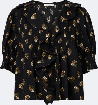 D&ocirc;en D&ocirc;en Henri floral ruffled cotton-blend blouse