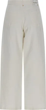 Max Mara Cotton Linen Blend Trousers - White