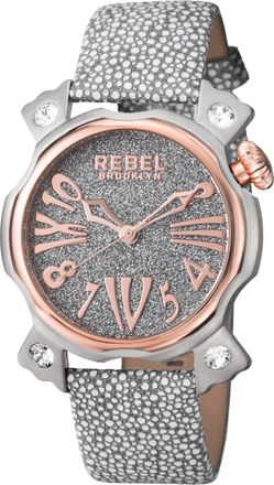 Rebel Rockers Coney Island Silver Dial Leather Watch
