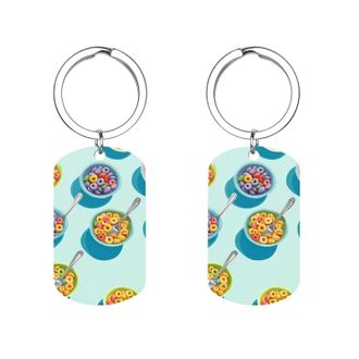 Generic Fruit Loops Cereal Metal Key Chain for Women Mens Keychains Dog Tag Keyring Gift Decoration