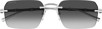 Gucci Sunglasses Gg2154 S 002 Silver/Smoky Gray Men