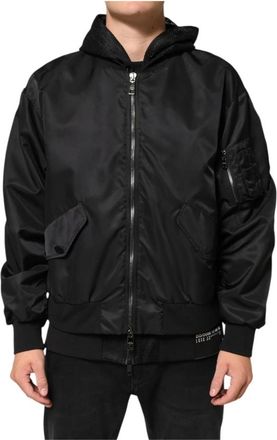 Dolce & Gabbana Hooded Bomber Jacket - Heren - Zomerjassen - Zwart - S - Polyester - Jassen
