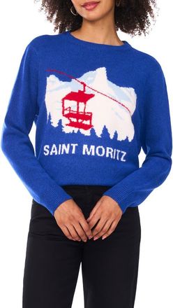 Vince Camuto Saint Moritz Crewneck Sweater in Cobalt Sea at Nordstrom, Size X-Large