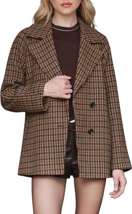 Avec Les Filles Relaxed Plaid Raglan Double Breasted Short Coat in Heritage Plaid at Nordstrom, Size Medium