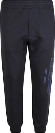 Alexander McQueen Blauw Logo Katoenen Trainingsbroeken - Heren - Sweatpants - Blauw - S - Katoen - Broeken