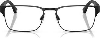 Emporio Armani 57mm Square Optical Glasses in Matte Black /Demo Lens at Nordstrom