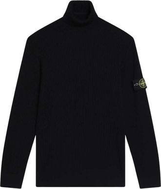 Stone Island Full Rib RWS Wollen Coltrui - Heren - Coltruien - Zwart - S - Wol - Truien & Vesten