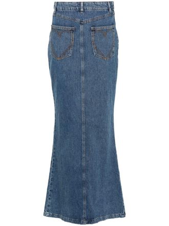 Moschino Gonna denim lunga con applicazione - Blu
