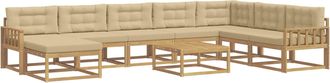vidaXL Set Di Divani Da Esterno 9 Pz Bianco E Beige Vidaxl