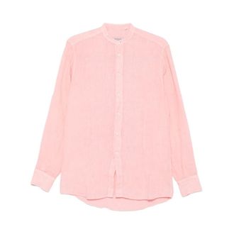 Daniele Alessandrini Band-Collar Long-Sleeve Shirt - male - Daniele Alessandrini - Casual Shirts - Pink - 3XL - Shirts