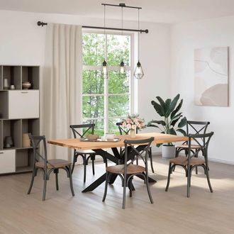 Berkfield Home Dining Table Leg Spider Shape Black 150x78x(72-73) cm Steel