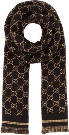 Gucci Accessoires, Heren, Bruin, ONE Size, Wol, GG Wool Jacquard Sjaal