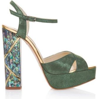 Freya Rose Cher Verde Ankle Strap Pearl Heel Sandal in Green at Nordstrom, Size 41