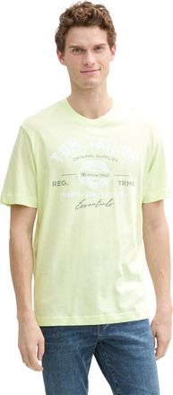 Tom Tailor T-Shirt TOM TAILOR, Herren, Gr. S, gr&uuml;n (lime cream gr&uuml;n), Single Jersey, Obermaterial: 100% Baumwolle, bedruckt, regular fit normal, Rundhals, Shirts