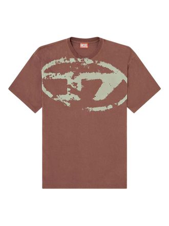 Diesel T-shirt with distressed flocked logo - men - Organic Cotton/Polyamide - L - Brown