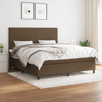 vidaXL Vidaxl - Cama Box Spring Con Colch&oacute;n Tela Marr&oacute;n Oscuro 160x200 Cm