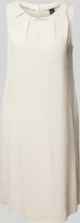 Marc Cain Knielanges Leinenkleid mit Label-Applikation in Sand, Größe 34