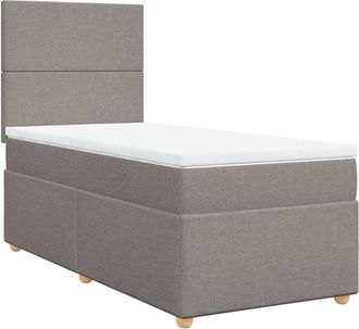 vidaXL Cama Box Spring Con Colch&oacute;n Tela Gris Taupe 100x200 Cm Vidaxl
