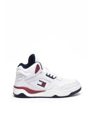 Tommy Jeans White Perforated Mid-Top Sneakers