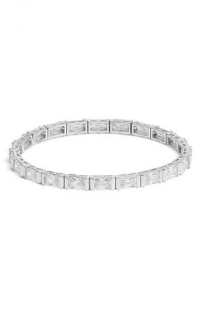 Nordstrom Cubic Zirconia Stretch Bracelet in Clear- Silver at Nordstrom Rack
