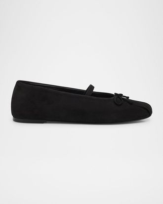 Stuart Weitzman Prima Suede Mary Jane Ballerina Flats