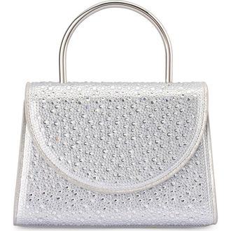 Olga Berg Annabel Crystal Top Handle Bag in Silver at Nordstrom