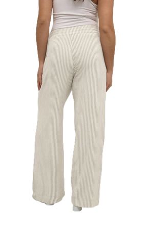 Kaffe Womens Womens Casual Pants Elastic Waist Wide Legs Full-Length Pockets Pants, Chinchilla/Chalk Stripe