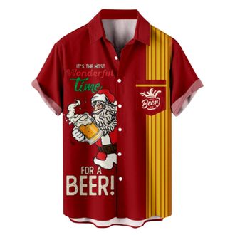 Generic Christmas Shirts for Men Novelty Short Sleeve, Christmas Polo Shirts for Men Button Down Ugly Xmas Printed Graphic Novelty Funny Festival Holiday Part