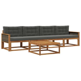 vidaXL Conjunto De Sof&aacute;s De Exterior 5 Pcs Natural Y Antracita Vidaxl
