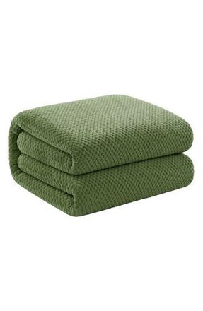 Luxury Home Textured Fleece Throw Blanket in Green at Nordstrom Rack, Size Queen