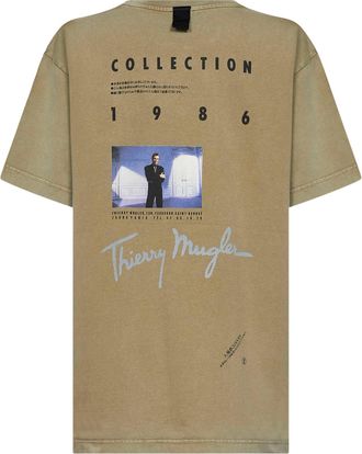 MUGLER Womens T-Shirt Khaki Cotton Jersey Green T-Shirts & Jerseys