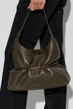 Balmain Sphynx Medium Leather Bag With Logo, Womens, Green