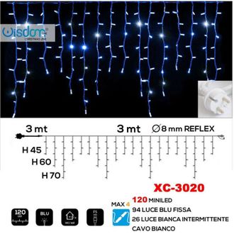 Trade Shop Trade Shop - Tenda Luminosa Natalizia 120 Led Luce Blu Fissa + Bianca Intermittente Xc-3020