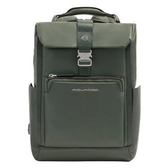 Piquadro Leren 15.6 Laptop Reistrolley Rugzak met Trolleyband - Heren - Tassen - Groen - Maat: ONE Size Leer