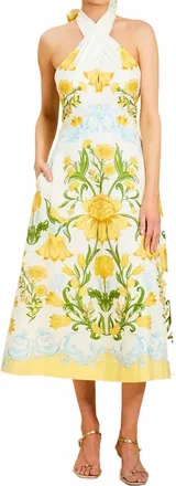 Mestiza New York Copacabana Halter Midi Dress In Lemon