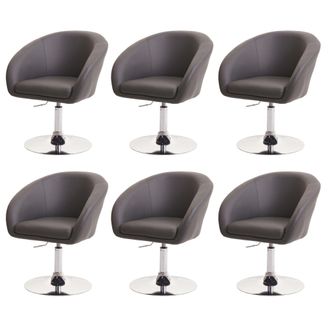 Hhg Lote De 6 Sillas De Comedor Hhg 247, Silla De Cocina Silla Giratoria Silla De Sal&oacute;n, Giratoria Regulable En Altura, Polipiel Gris