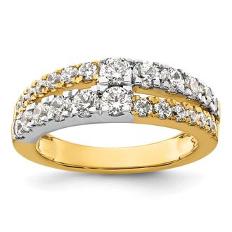 Diamond2Deal 14k Two-tone Lab Grown Diamond Wedding Band Ring 1.25Ct Clarity- VS Color- G-H