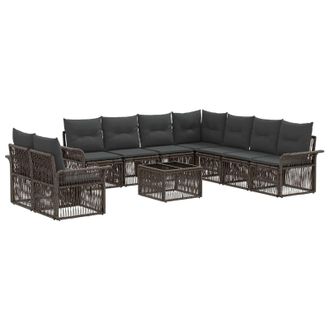 vidaXL Conjunto De Sof&aacute;s De Jard&iacute;n 10 Pcs Gris Rat&aacute;n Sint&eacute;tico Vidaxl