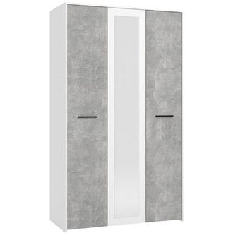 Dmora Guardaroba 3 Ante Lavagno, Armadio Camera da Letto Appendiabiti, 5 Ripiani, 3 Ante, 119x53 cm Bianco