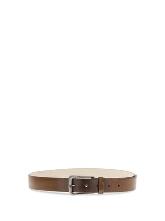 Brunello Cucinelli Hand-Carved Calf Leather Belt - Brown